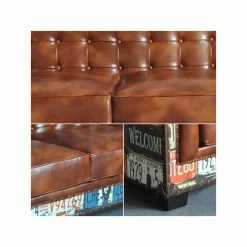 HOMARY Vintage Industrial Loft 3-Seater Sofa, Tufted Brown Faux Leather Upholstered -GDF sofa Shop 1431ab0400ec146c 1138 w800 h800 b0 p0