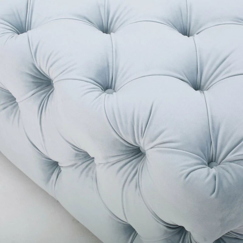 GDFStudio GDF Studio Provence TModern Glam Tufted Velvet Ottoman Bench, Light Gray 7 GDFStudio GDF Studio Provence TModern Glam Tufted Velvet Ottoman Bench, Light Gray - Image 5