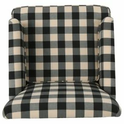 GDFStudio GDF Studio Eve Tufted Fabric Club Chair, Black Checkerboard/Dark Brown -GDF sofa Shop 15411b5101b70a66 1128 w800 h800 b1 p0