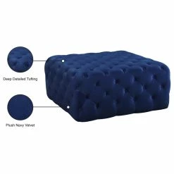 Meridian Furniture Ariel Velvet Ottoman/Bench, Navy -GDF sofa Shop 1541b71902682eff 5273 w800 h800 b1 p0