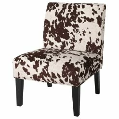 GDFStudio GDF Studio Kalee Contemporary Accent Chair, Cow Print, Matte Black, Fabric