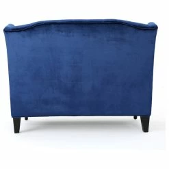 GDFStudio GDF Studio Leona Traditional High Back Tufted Winged Fabric Loveseat, Navy Blue -GDF sofa Shop 17b1858101b196f9 7346 w800 h800 b1 p0