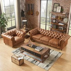Crafters And Weavers Leather Chesterfield Arm Chair, Light Brown 10 Crafters And Weavers Leather Chesterfield Arm Chair, Light Brown -GDF sofa Shop 1821c6a70c5cc13f 4639 w800 h800 b0 p0