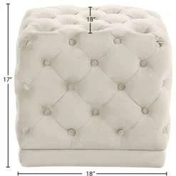 Meridian Furniture Stella Velvet Ottoman/Stool, Cream -GDF sofa Shop 1921582102682ef9 3896 w800 h800 b1 p0