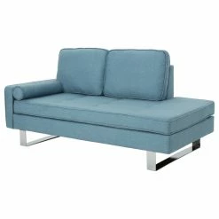 GDFStudio GDF Studio Phelps Modern Fabric Chaise Loveseat, Blue/Silver