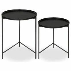 Uniek Kate And Laurel 2-Piece Ulani Nested Round Metal End Table Set, Black -GDF sofa Shop 1951eb3f0ac7f2f6 5388 w800 h800 b1 p0