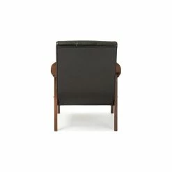 Baxton Studio Nikko Faux Leather Wooden Lounge Chair, Black -GDF sofa Shop 1981bbe70b43c4fd 1284 w800 h800 b1 p0