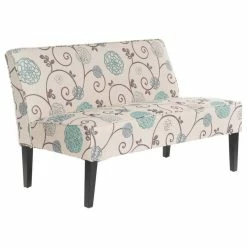 GDFStudio GDF Studio Charlotte Modern Simple Elegant Fabric Loveseat, White/Blue Floral