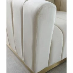 Meridian Furniture Marlon Velvet Loveseat With Brushed Gold Stainless Steel Base, Cream -GDF sofa Shop 19f1918402740f96 6416 w800 h800 b0 p0