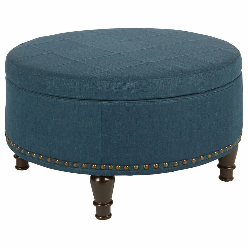 Office Star Products Augusta Round Storage Ottoman, Azure 3 Office Star Products Augusta Round Storage Ottoman, Azure