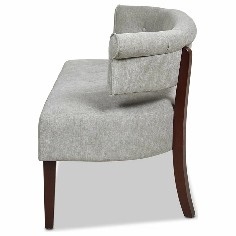 Jennifer Taylor Home Jared Roll Arm Tufted Bench Settee, Silver Gray Polyester Yarn-Dyed 10 Jennifer Taylor Home Jared Roll Arm Tufted Bench Settee, Silver Gray Polyester Yarn-Dyed - Image 8