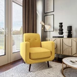 Belleze Hasting Arm Accent Chair Comfy Fabric Upholstered Tufted Single Sofa, Yellow -GDF sofa Shop 1b719ab40218955c 2799 w800 h800 b0 p0