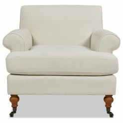 Jennifer Taylor Home Alana Lawson Accent Arm Chair Metal Casters, Light Beige