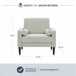 Belleze Erik Accent Chair Tufted Linen With Bolster Pillows, White -GDF sofa Shop 1d0138b1025e7014 6013 w800 h800 b0 p0