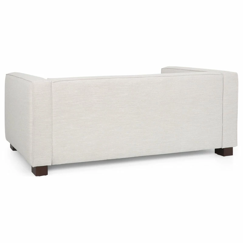 GDFStudio Pamsha Contemporary Fabric Upholstered Loveseat, Beige/Dark Walnut 12 GDFStudio Pamsha Contemporary Fabric Upholstered Loveseat, Beige/Dark Walnut - Image 10