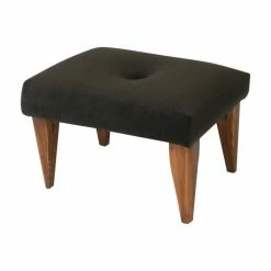 Concept Designs, LLC Tufted Suede Footstool, Black