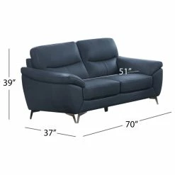 Abbyson Living Candace Top Grain Leather Loveseat, Blue -GDF sofa Shop 1ea144420fd140ae 7068 w800 h800 b1 p0
