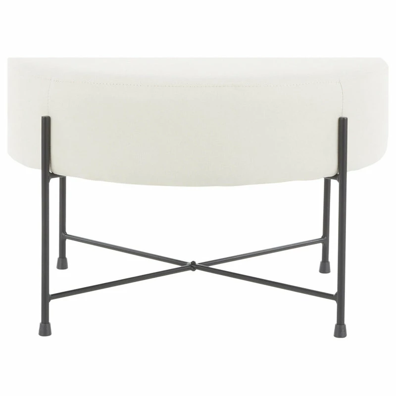 Lumisource Daniella Ottoman With Black Metal And Cream Fabric OT-DANIELLA BKCR 4 Lumisource Daniella Ottoman With Black Metal And Cream Fabric OT-DANIELLA BKCR - Image 2