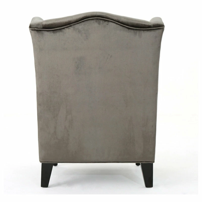 GDFStudio GDF Studio Talisa Winged High-Back Tufted New Velvet Club Chair, Gray 9 GDFStudio GDF Studio Talisa Winged High-Back Tufted New Velvet Club Chair, Gray - Image 7