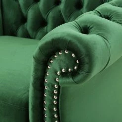 GDFStudio Leila Chesterfield Velvet Club Chair, Emerald, Dark Brown -GDF sofa Shop 1fc1b4f901d7a891 3614 w800 h800 b0 p0