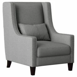 Lexicon Home Waterlyn Wingback Chair, Light Gray
