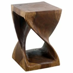 Kammika Import Export Co., Ltd (Thailand) Haussmann® Original Wood Twist Stool 12 X 12 X 18 In High Walnut Oil