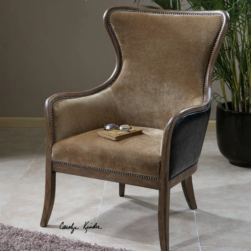 Uttermost Snowden Tan Wing Chair 4 Uttermost Snowden Tan Wing Chair - Image 2