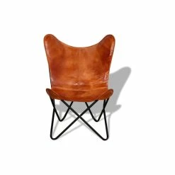 Vida XL International B.V. VidaXL Butterfly Chair Brown Real Leather Armchair Seating Seat Furniture -GDF sofa Shop 2161f91e03d84fa8 4908 w800 h800 b1 p0