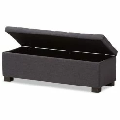 Baxton Studio Roanoke Upholstered, Grid-Tufting Storage Ottoman Bench, Dark Gray -GDF sofa Shop 229107e60b43be32 4416 w800 h800 b1 p0