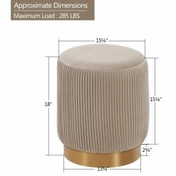 Duhome Elegant Lifestyle Round Pleated Golden Base Velvet Ottoman, Khaki -GDF sofa Shop 2291f885004732d6 1418 w800 h800 b1 p0