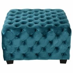 GDFStudio GDF Studio Provence Dark Teal Tufted Velvet Fabric Square Ottoman Bench, Dark Te -GDF sofa Shop 22e1ccdb0f931645 7699 w800 h800 b1 p0