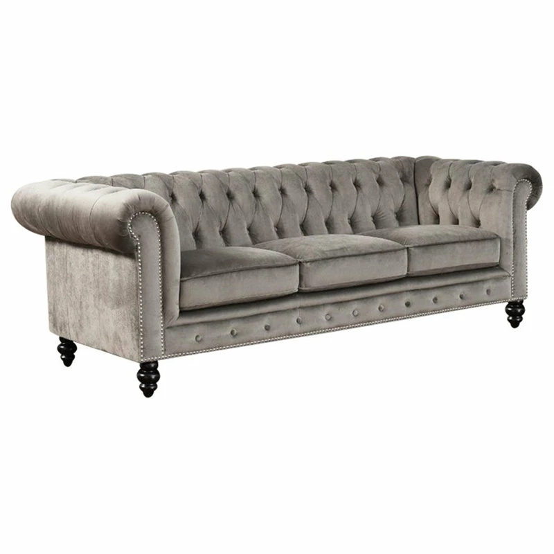 Abbyson Living Grand Chesterfield Sofa, Gray 3 Abbyson Living Grand Chesterfield Sofa, Gray