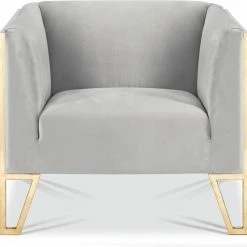 LIEVO Kara Tufted Accent Chair, Polished Gold Steel