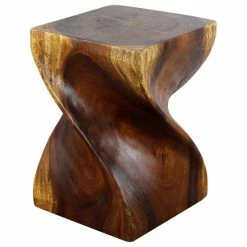 Kammika Import Export Co., Ltd (Thailand) Haussmann Big Twist Wood Stool Table 14 In SQ X 20 In H Walnut Oil -GDF sofa Shop 24e1e269038db456 7950 w800 h800 b1 p0