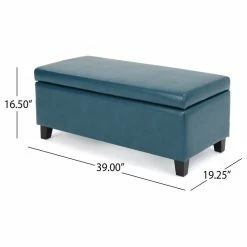 GDFStudio GDF Studio Breanna Contemporary Storage Ottoman, Teal Leather -GDF sofa Shop 250125740f907932 5038 w800 h800 b1 p0