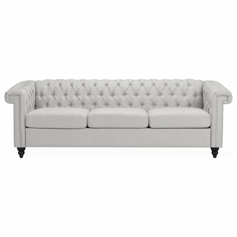 GDFStudio Spencer Tufted Chesterfield Fabric 3 Seater Sofa 3 GDFStudio Spencer Tufted Chesterfield Fabric 3 Seater Sofa