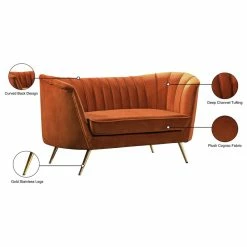 Meridian Furniture Margo Cognac Velvet Loveseat, Cognac -GDF sofa Shop 2621ab07027414d3 6479 w800 h800 b1 p0