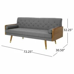 GDFStudio GDF Studio Aidan Mid Century Modern Tufted Fabric Sofa, Brown/Black/Silver -GDF sofa Shop 26719bd501b704dd 9992 w800 h800 b1 p0