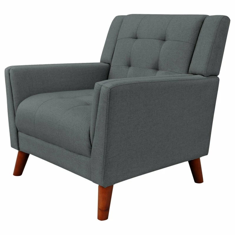GDFStudio GDF Studio Evelyn Mid Century Modern Fabric Arm Chair, Dark Gray/Walnut 9 GDFStudio GDF Studio Evelyn Mid Century Modern Fabric Arm Chair, Dark Gray/Walnut - Image 7