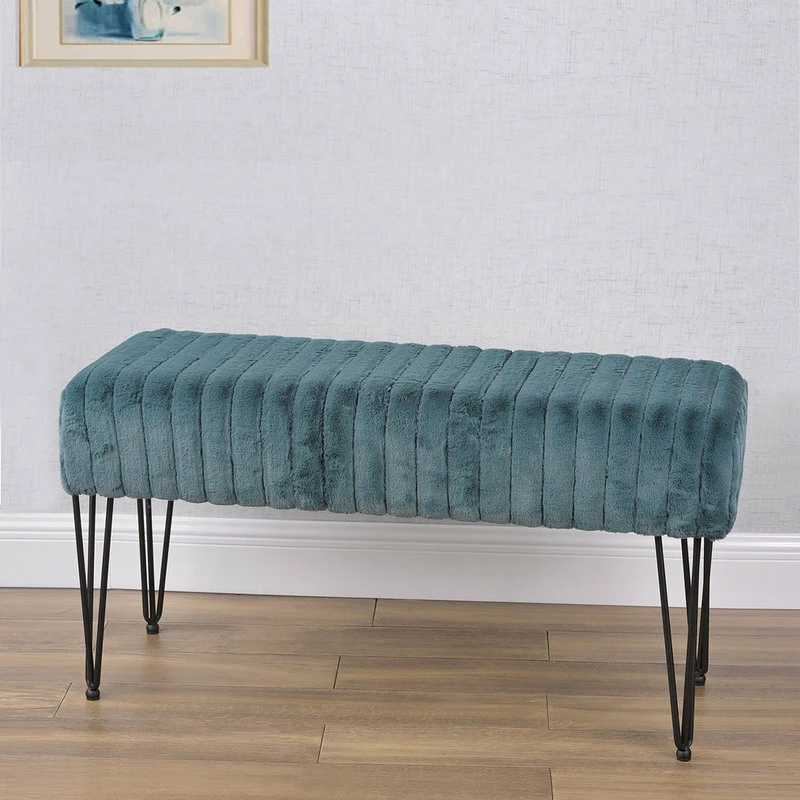 Home Soft Things Serenta Super Mink Ottoman, Dark Teal, 46"x16"x7" 4 Home Soft Things Serenta Super Mink Ottoman, Dark Teal, 46"x16"x7" - Image 2