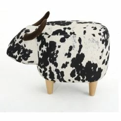 GDFStudio GDF Studio Bertha Milk Cow Patterned New Velvet Ottoman, Black/White Cow -GDF sofa Shop 281153e201b6c905 8228 w800 h800 b1 p0
