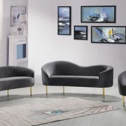 Meridian Furniture Ritz Velvet Loveseat, Gray -GDF sofa Shop 28310acb0dd8006c 6472 w800 h800 b0 p0