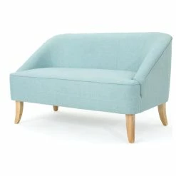 GDFStudio GDF Studio Jasper Mid Century Modern Fabric Loveseat, Light Blue