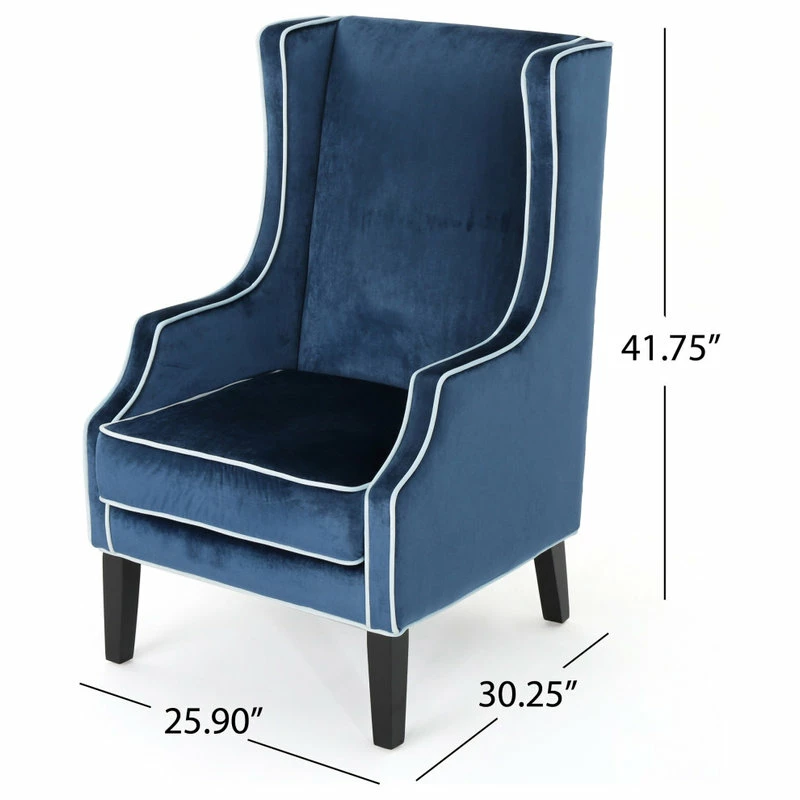 GDFStudio GDF Studio Edell Traditional New Velvet Two Toned High Winged Back Club Chair, C 6 GDFStudio GDF Studio Edell Traditional New Velvet Two Toned High Winged Back Club Chair, C - Image 4