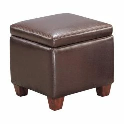 Coaster Home Furnishings Coaster Casual Faux Leather Storage Cube Ottoman, Brown