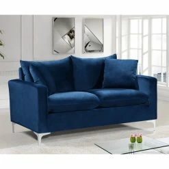 Meridian Furniture Naomi Velvet Loveseat, Gold And Chrome Leg Set, Navy -GDF sofa Shop 29415a3c0b7b497c 6473 w800 h800 b0 p0