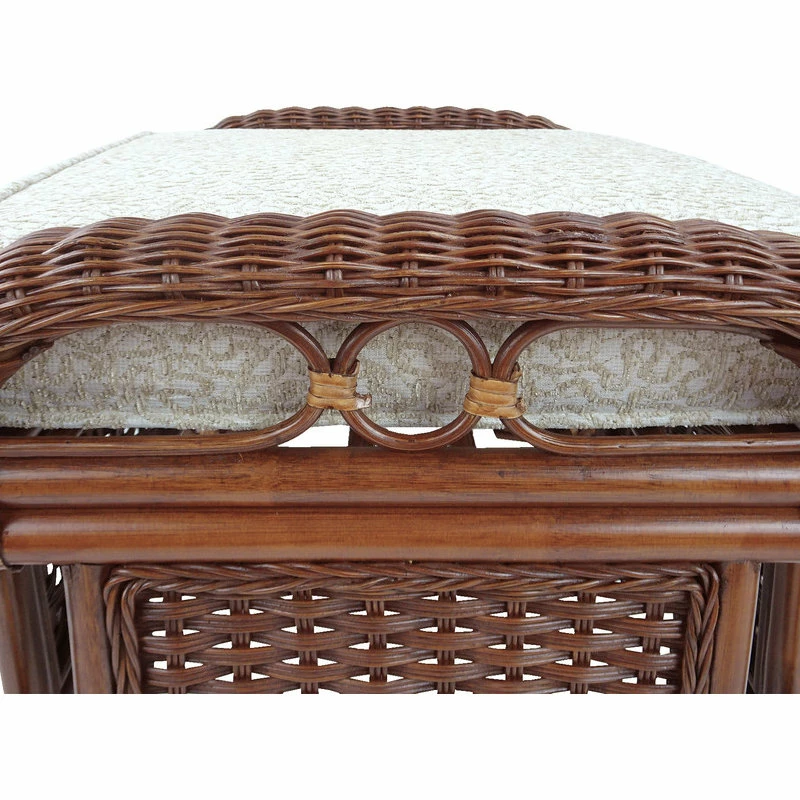 SK New Interiors Alexa Ottoman With Cushion, Natural Wicker, Dark Walnut 7 SK New Interiors Alexa Ottoman With Cushion, Natural Wicker, Dark Walnut - Image 5