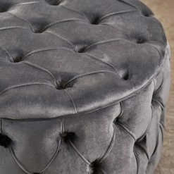 GDFStudio GDF Studio Maelyn Modern Glam Tufted Velvet Round Ottoman, Dark Gray -GDF sofa Shop 29a1fcf101b70ca2 8555 w800 h800 b0 p0