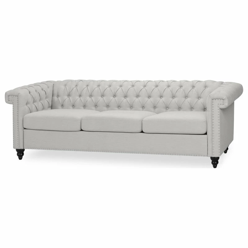 GDFStudio Spencer Tufted Chesterfield Fabric 3 Seater Sofa 7 GDFStudio Spencer Tufted Chesterfield Fabric 3 Seater Sofa - Image 5