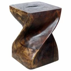 Kammika Import Export Co., Ltd (Thailand) Haussmann Big Twist Wood Stool Table 14 In SQ X 20 In H Mocha Oil